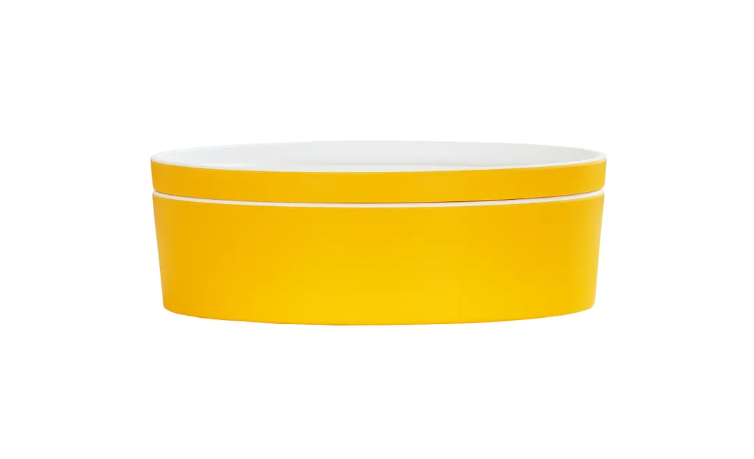 Cal-Mil 24126-9-42 Bento Box, 9" Dia., Round, Yellow Melamine, Dishwasher Safe
