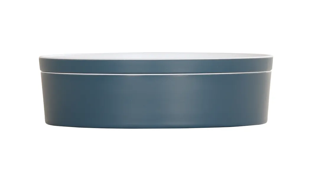 Cal-Mil 24129-10-111 Bento Box, 10.5" Dia. Round Melamine Dishwasher Safe Stone Blue