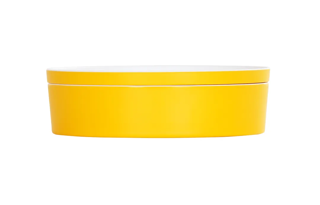 Cal-Mil 24129-10-42 Bento Box, 10.5" Dia., Round, Yellow Melamine, Dishwasher Safe