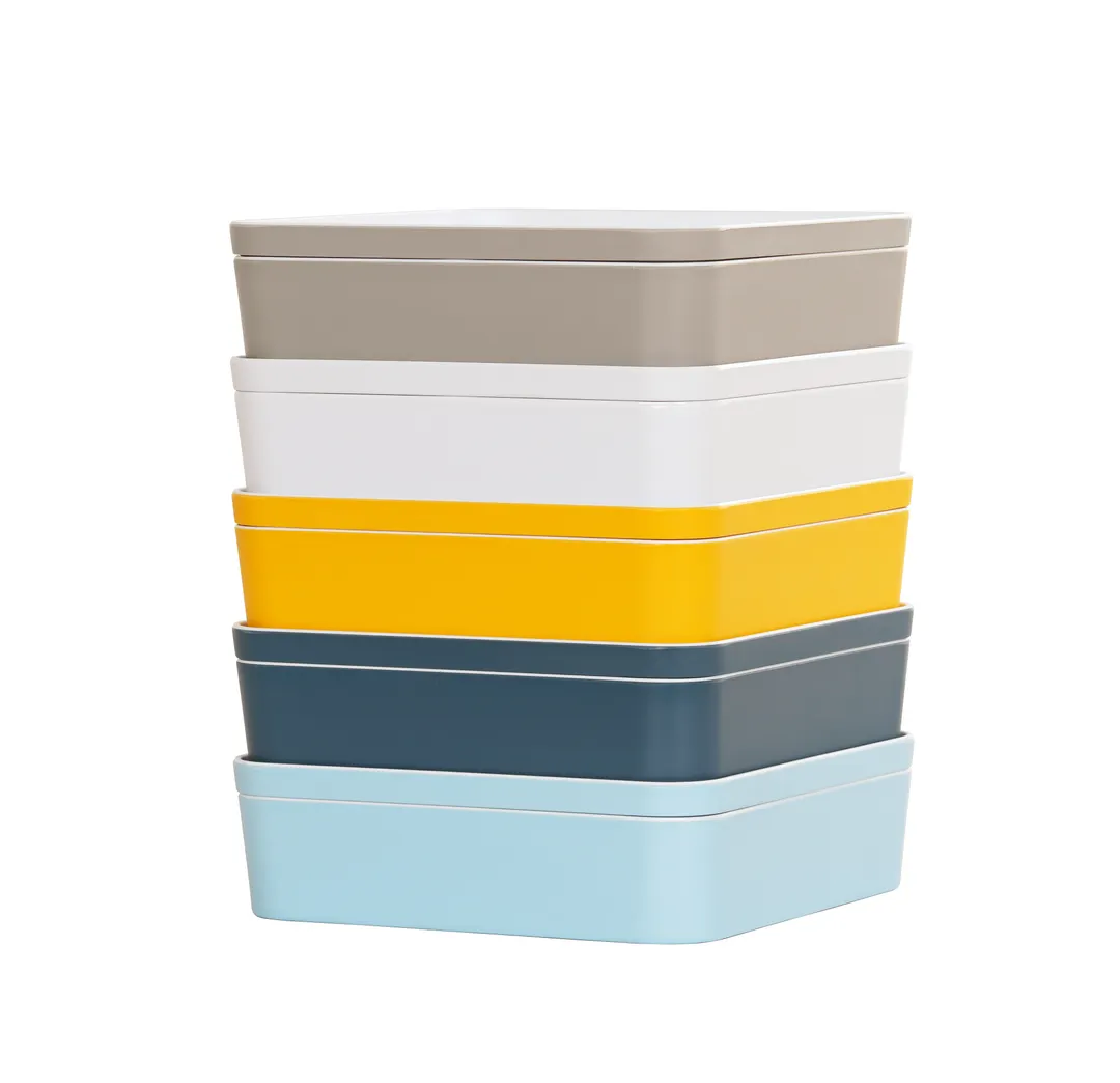 Cal-Mil 24131-10-102 Bento Box, 10.5"W x 10.5"D x 3"H, Square, Melamine, Ash, Dishwasher Safe