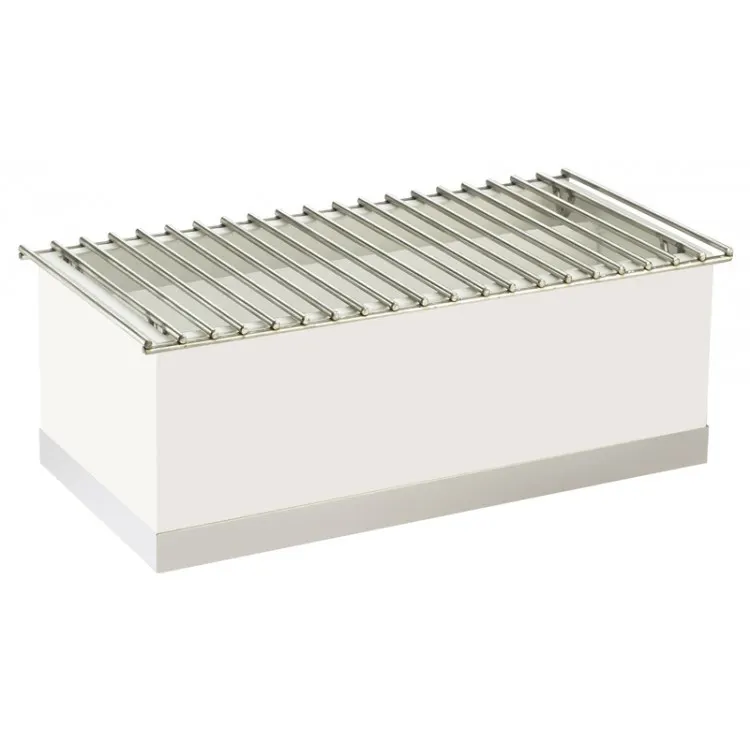 Cal-Mil 3012-55 Chafer, 22"W x 12"D x 8-1/2"H Wire Grill, Fuel Rail & Windguard, Base, White Metal