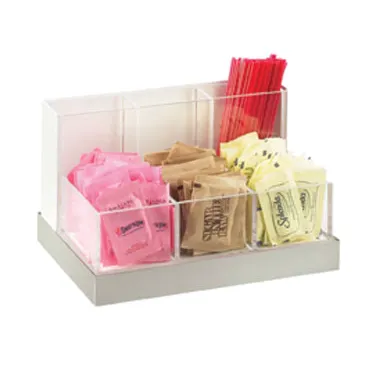 Cal-Mil 3013-55 Luxe Condiment/Stir-Stick Organizer, 8.75"W X 6"D X 5"H (6) Bins, With Dividers