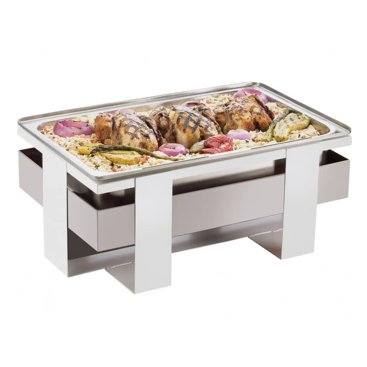 Cal-Mil 3017-55 Chafing Dish, 8 Qt Cap, 21-3/4"W x 13-3/4"D x 9"H, Steel Lift‑Off Lid, White Frame
