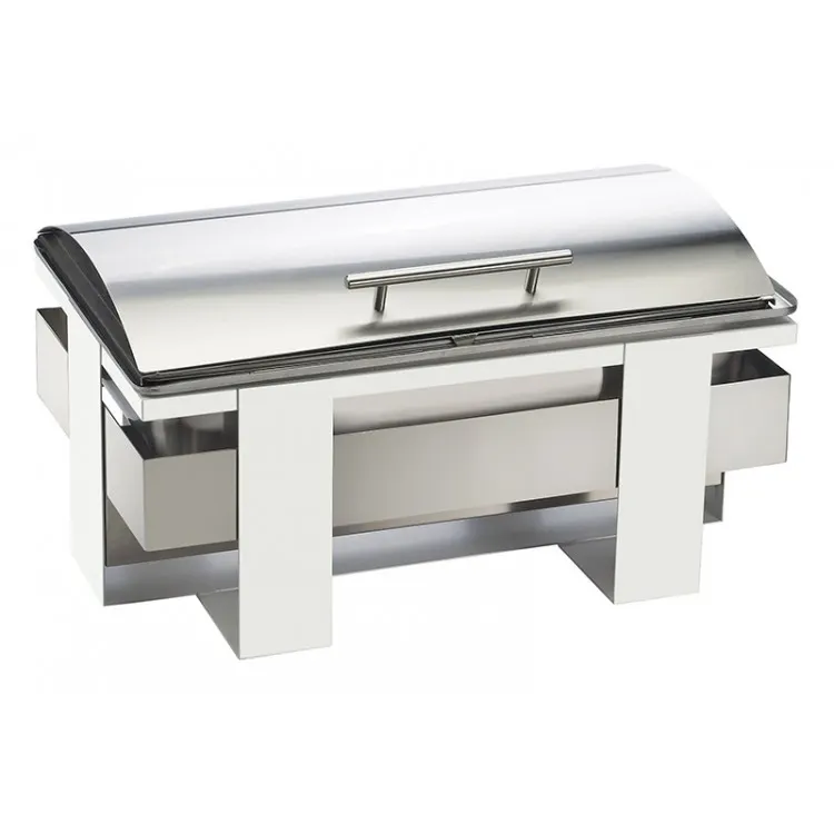 Cal-Mil 3017-55 Chafing Dish, 8 Qt Cap, 21-3/4"W x 13-3/4"D x 9"H, Steel Lift‑Off Lid, White Frame