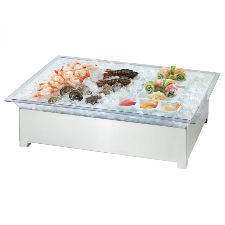 Cal-Mil 3033-55 Ice Pedestal 28.5" W x 20.5" D x 8.5" H Steel LED, PETG Ice Pan, Drainage Hose