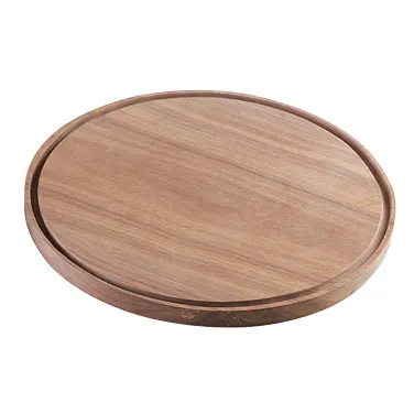 Cal-Mil 3052-78 Charcuterie Board, 12" Dia. Round Walnut Wood With Juice Catcher Cutout