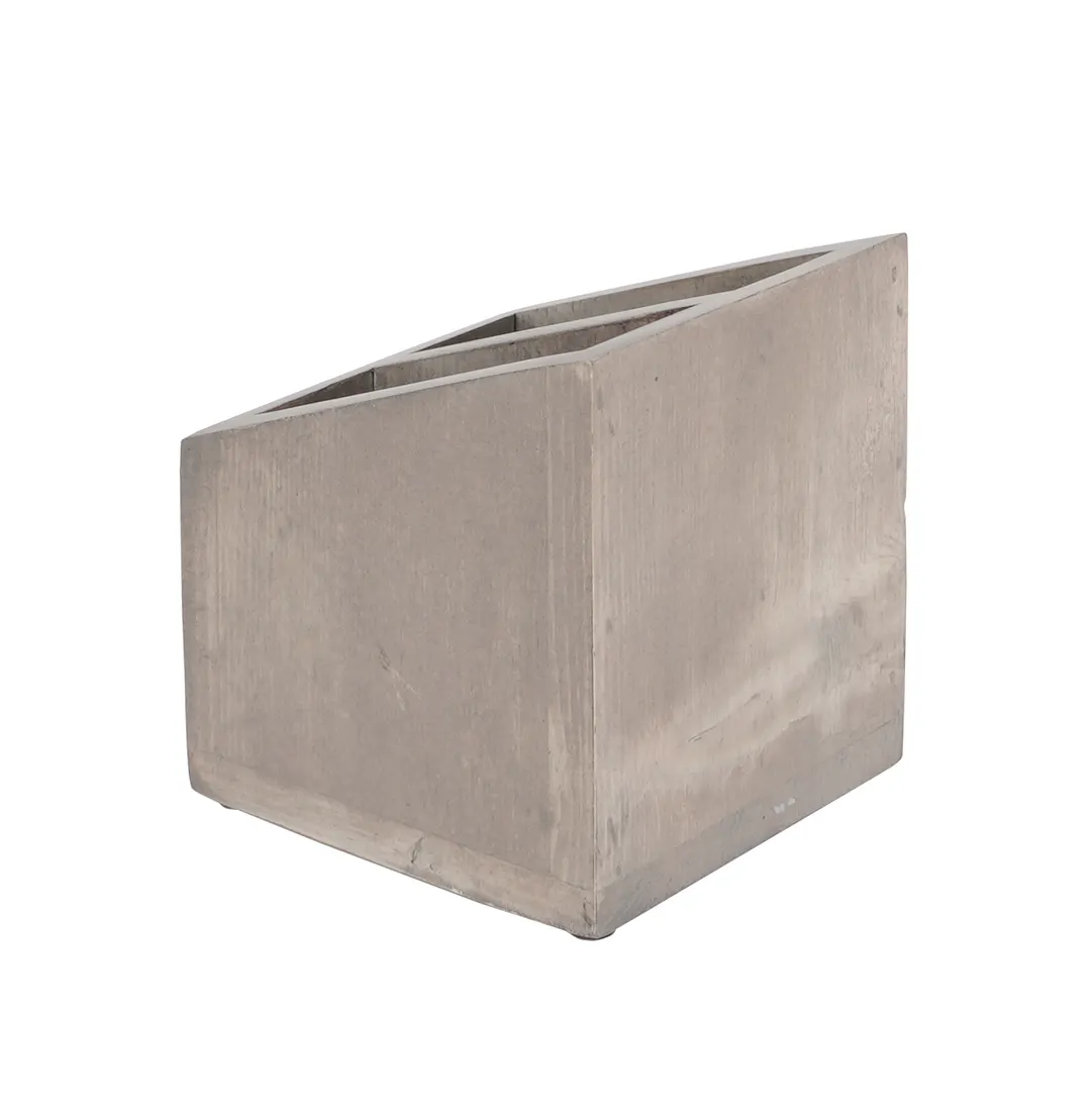 Cal-Mil 3308-110 Aspen Straw Stick Holder, Gray Pine Wood, 5-1/4" x 5-1/4" x 5-1/2" H