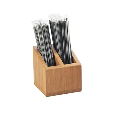 Cal-Mil 3308-60 Bamboo Straw Organizer, 2-Slot Dispenser, 5" W x 5" D x 5-1/2" H, Bamboo Construction