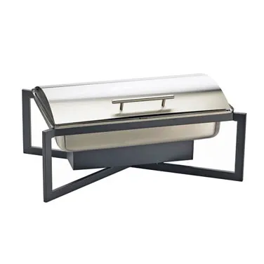 Cal-Mil 3321-13 8-Qt Rectangular Stainless Steel Chafer, Hinged Black Lid, 24.25W X15.25D X8.5H