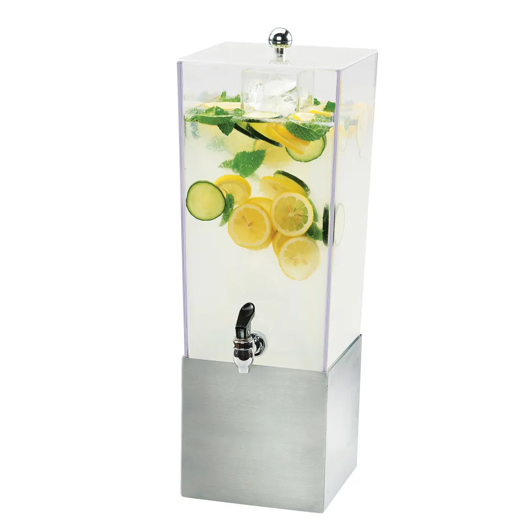 Cal-Mil 3324-3-55 Beverage Dispenser, 3-Gallon Poly, Steel Base, 7.5x9.5x23.5in, Ice Chamber, Spigot