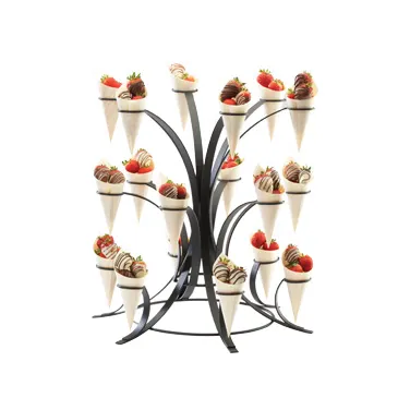 Cal-Mil 3330-13 Ice Cream Cone Holder, Multi‑Tier, 20" Dia x 20½" H, Holds 18 Cones, Black Metal