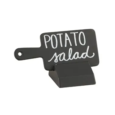 Cal-Mil 3345-13 Write-On Sign, Paddle Base, 4-1/2" W x 2" D Black Plastic, Blank Table Number
