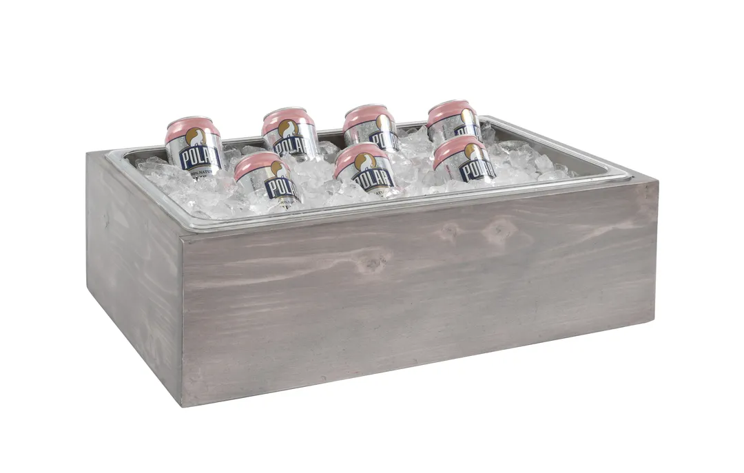 Cal-Mil 3360-12-110 Aspen Ice Bucket, 12½" x 21½" x 6" Gray‑Washed Pine Wood, Hotel Room Supply