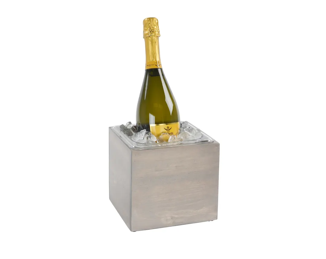 Cal-Mil 3360-6-110 Aspen Ice Bucket, 7" x 7-3/4" x 7" H, Gray‑Washed Pine Wood, Gray Finish