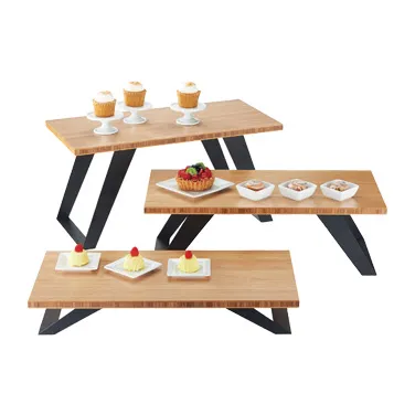 Cal-Mil 3374-8-60 Step Riser, 24" W x 11-3/4" D x 8" H, Bamboo Top with Black Metal, 1‑2 Steps