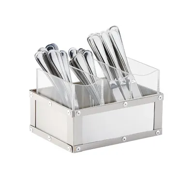 Cal-Mil 3408-55 Urban Flatware Organizer, 9x6x5.25in, 3 Section, Stainless Steel