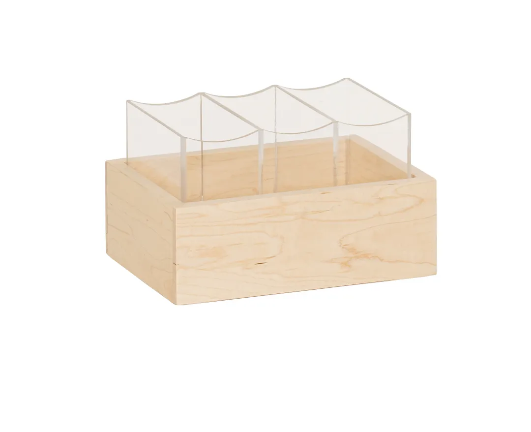 Cal-Mil 3408-71 Flatware Holder, 3-Section, 9" W x 6" D x 5.25" H, ABS Plastic, Blonde Finish