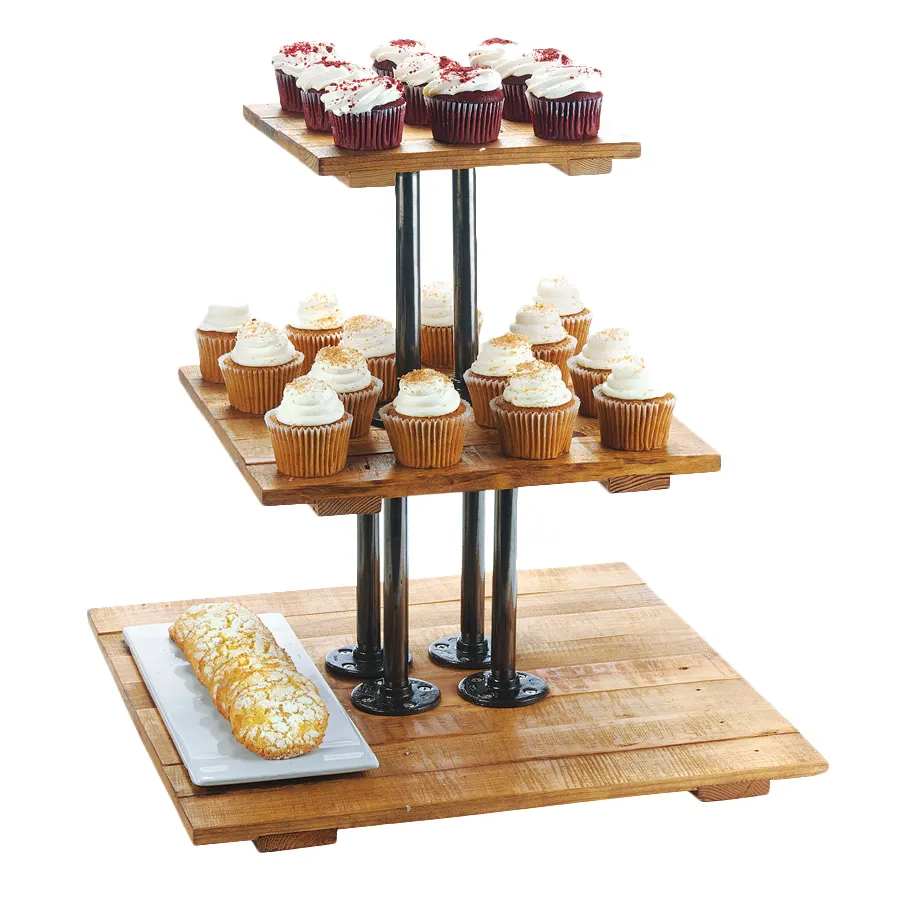 Cal-Mil 3428-99 Madera Riser Display, 20.75"W X 20.75"D X 20"H, 3-Tier, Square