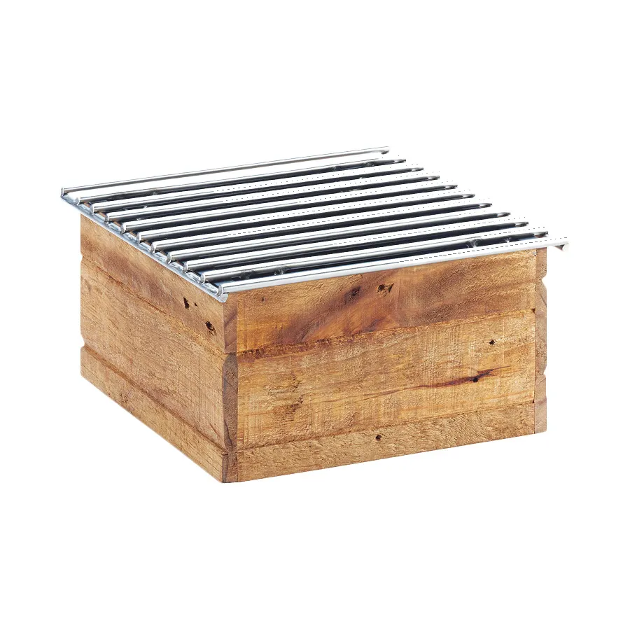 Cal-Mil 3440-99 - Madera Chafer, 10"W x 10"D x 5-1/2"H Square Wire Grill, Rustic Pine