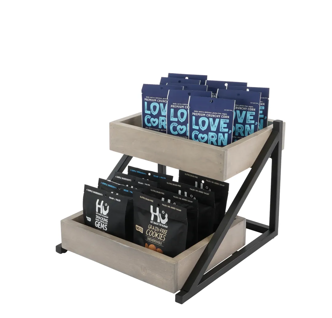 Cal-Mil 3448-110 Aspen Merchandiser, 15.5" X 16.5" X 12"H (2) Tier, Metal And Gray-Washed Pine Wood