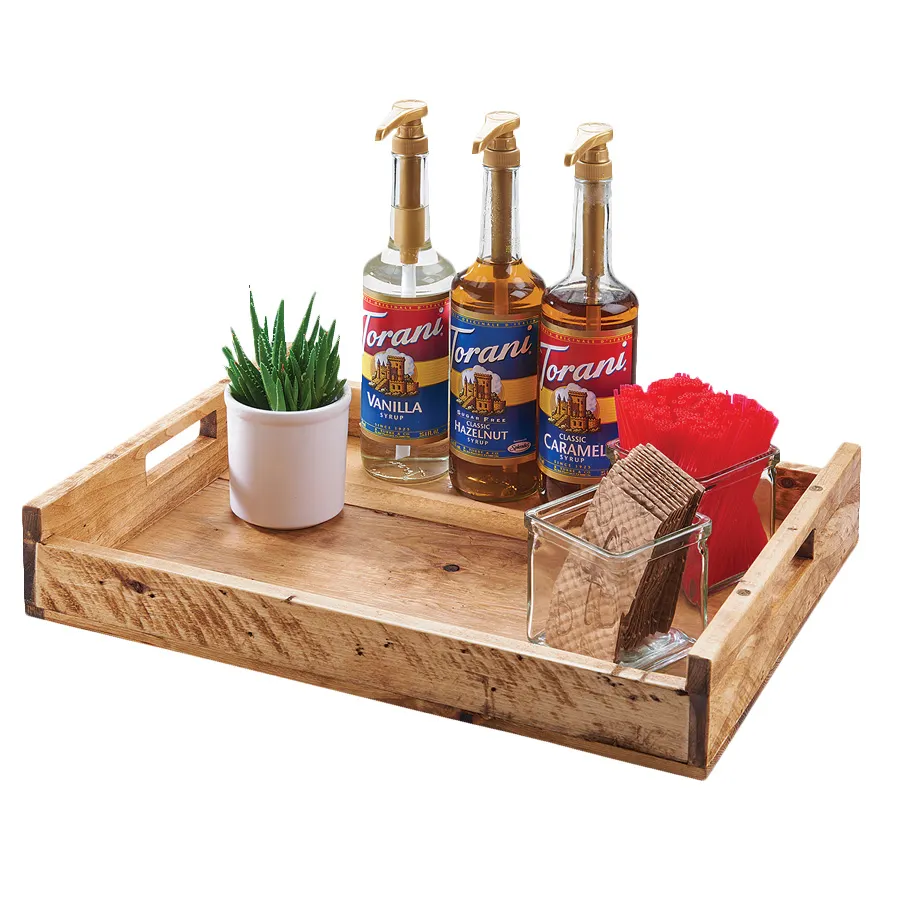 Cal-Mil 3454-1014-99 Madera Tray, Rectangular, 17.25"W x 12.5"D, Rustic Pine Wood