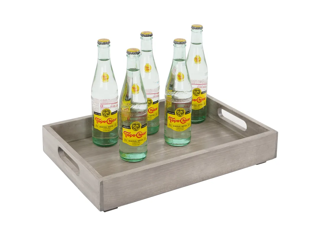 Cal-Mil 3475-1-110 Aspen Room Service Tray, Rectangular 13" x 16" Gray‑Washed Pine Wood Serving Tray