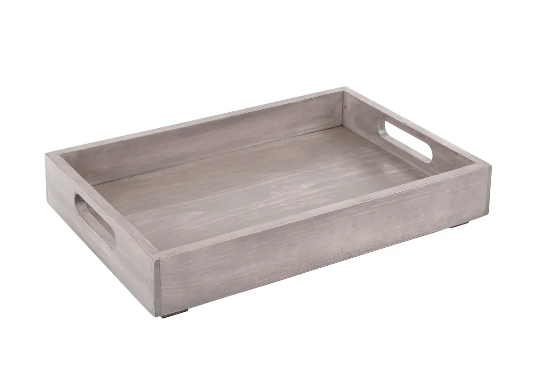 Cal-Mil 3475-1-110 Aspen Room Service Tray, Rectangular 13" x 16" Gray‑Washed Pine Wood Serving Tray
