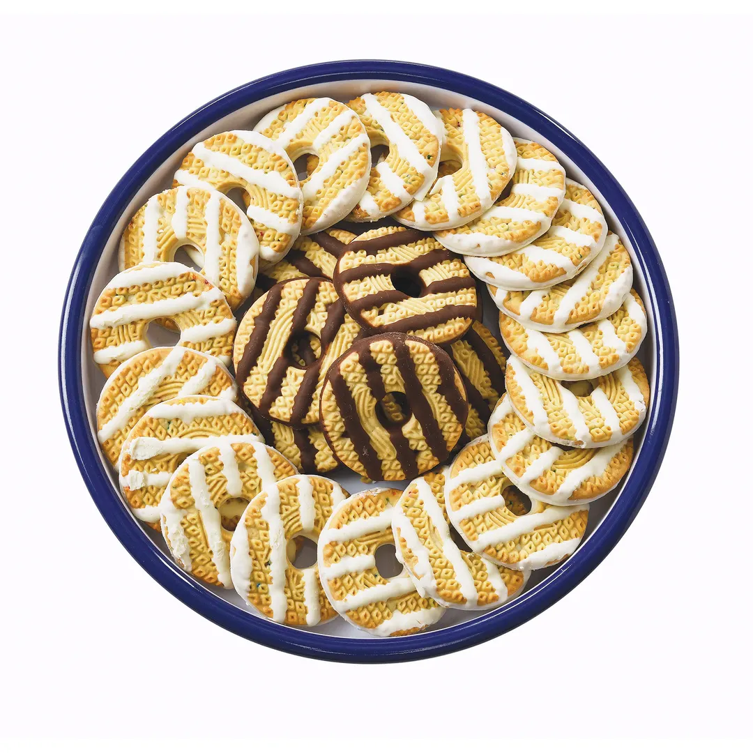 Cal-Mil 3477-15 Serving Tray, 9.5 Dia. Round White Melamine Two Tone Blue