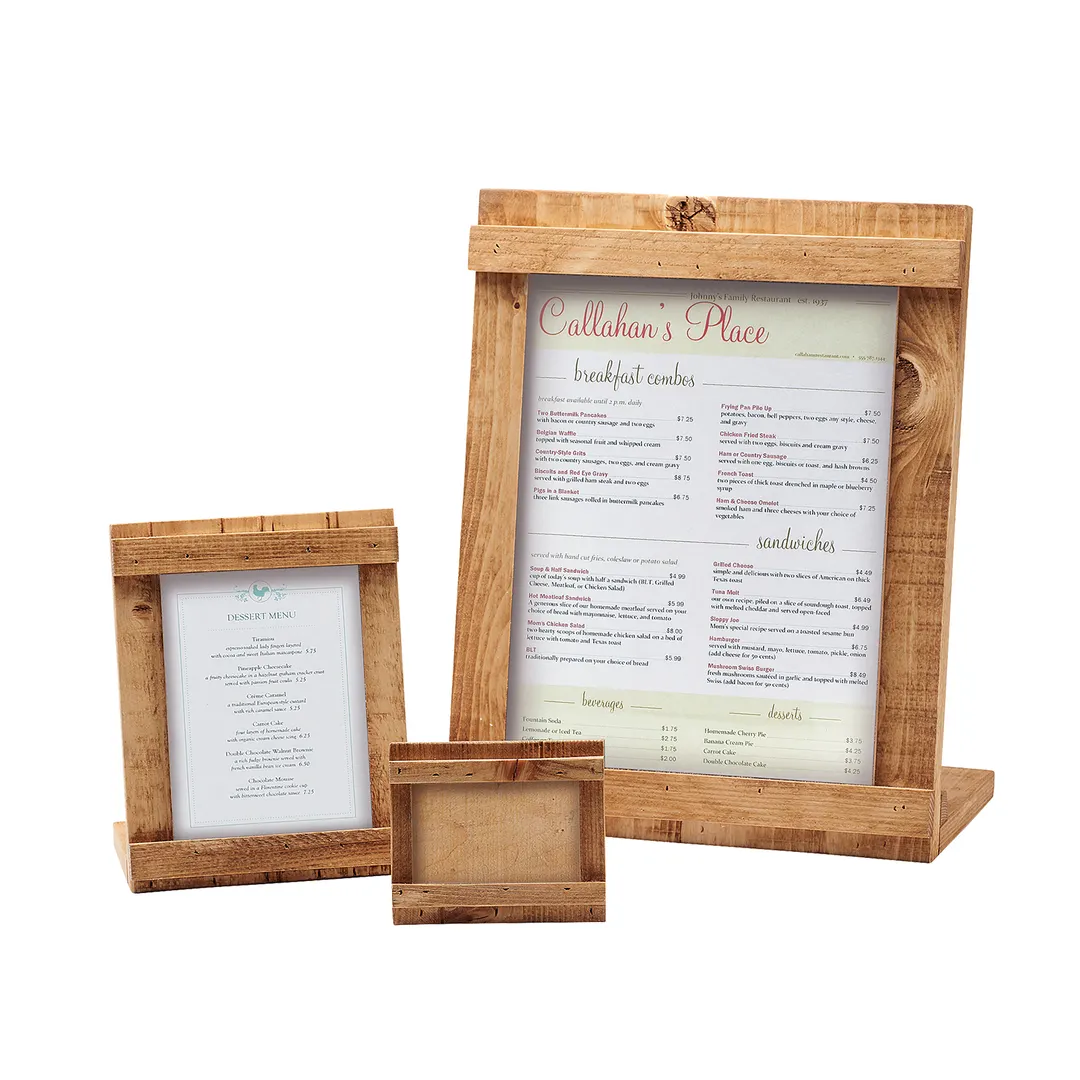 Cal-Mil 3483-46-99 Madera Card Holder, 4"W x 6"H, Rustic Pine Wood Menu Card Holder