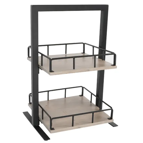 Cal-Mil 3494-2-110 Aspen Merchandiser, 12" X 12" X 21"H (2) Tier, Metal And Gray-Washed Pine Wood