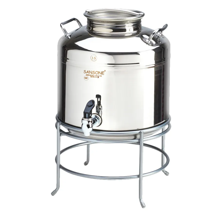 Cal-Mil 3497-3-55 Beverage Dispenser, 3‑Gallon, 14x14x18 in, 18/10 Stainless Steel, Base, Screw Lid