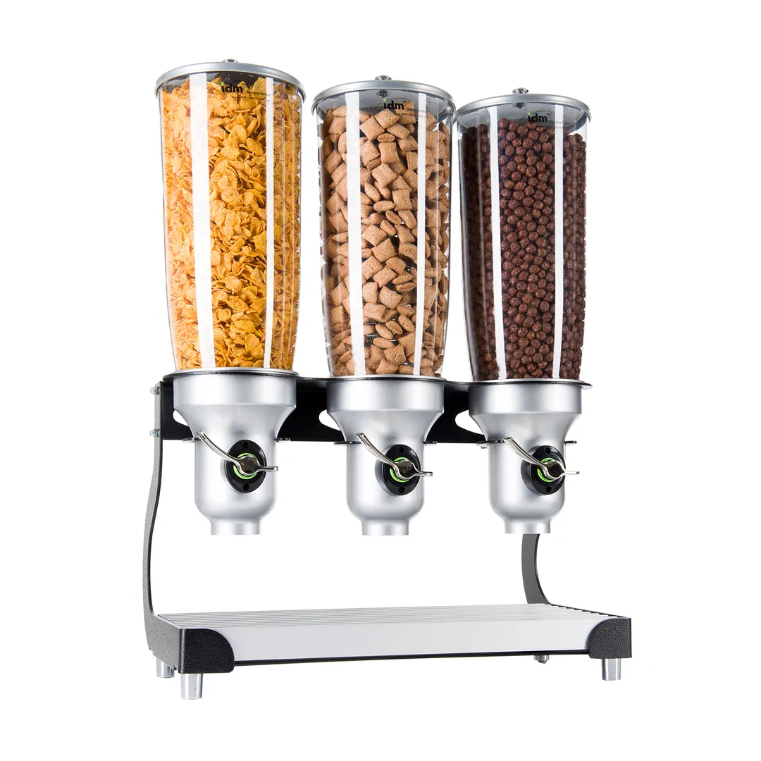 Cal-Mil 3516-3-13FF Countertop Cereal Dispenser 3x5-L Metal Base Black 19"W x 11"D x 25-3/4"H