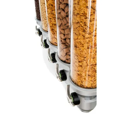 Cal-Mil 3520-5-39 Wall-Mount Cereal Dispenser, 5 × 4.5 L Units 27.5W x 6.5D x 21.75H, 6WingTurnServe