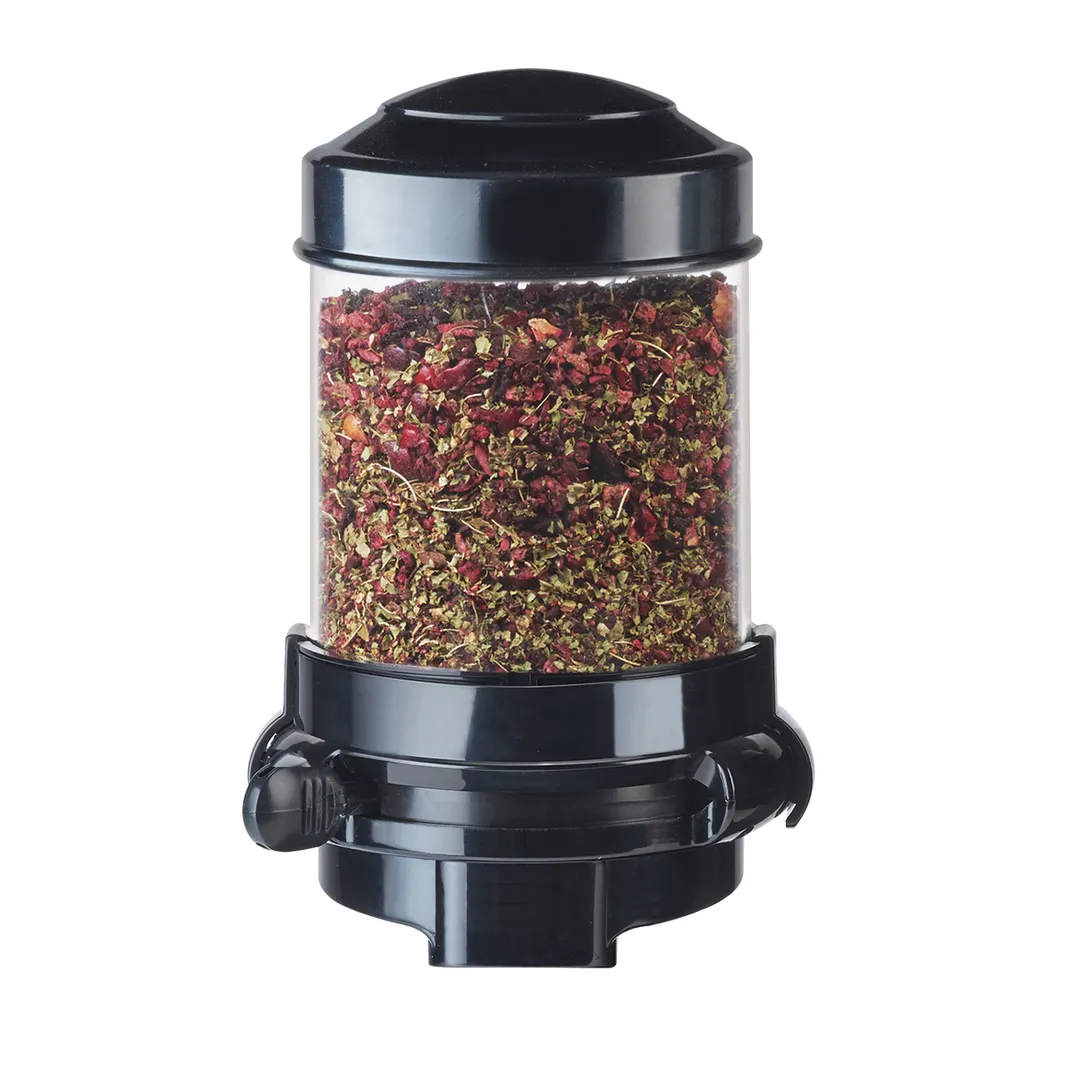 Cal-Mil 3531-1-13 Wall-Mount Dispenser, 1.5L Black, 6.25"W x 7.75"D x 9.5"H, 5 Cassettes (2-7 tsp)