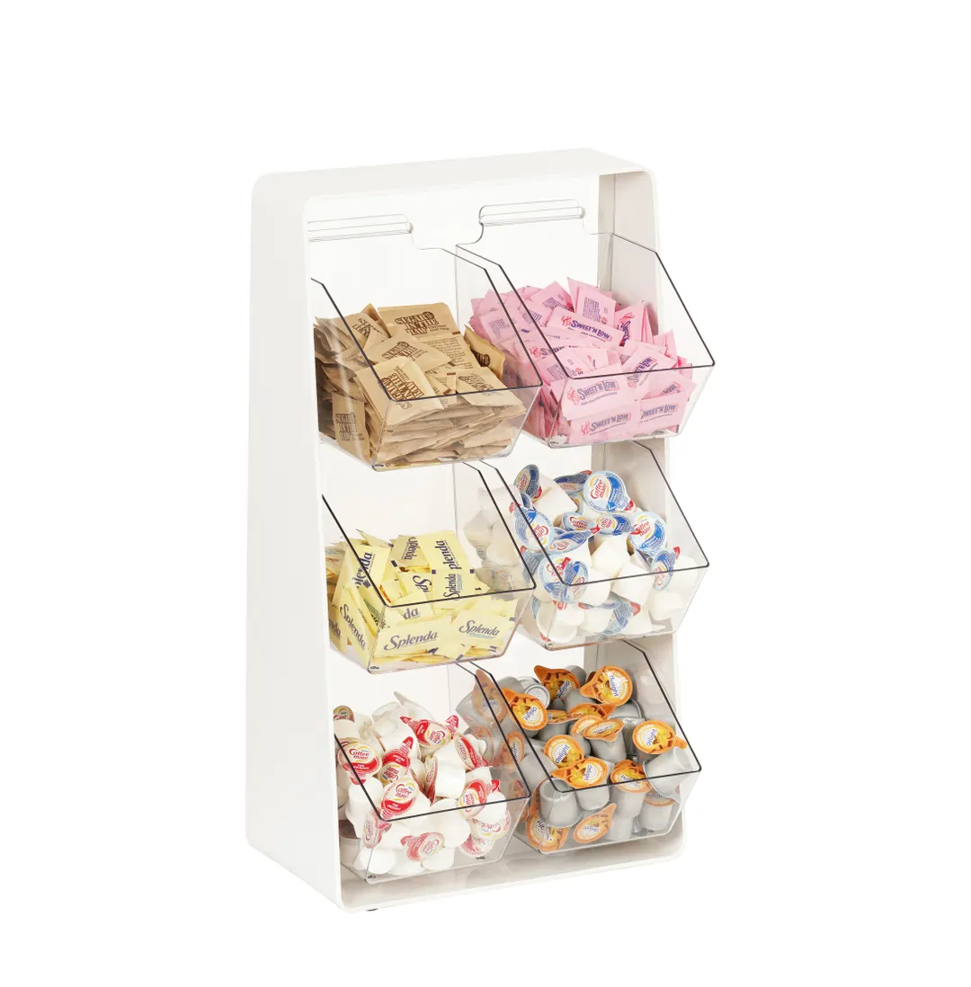 Cal-Mil 3569-6-15 Black Condiment Holder Tray, 13.25"W x 7"D x 23.25"H, Plastic Compartments