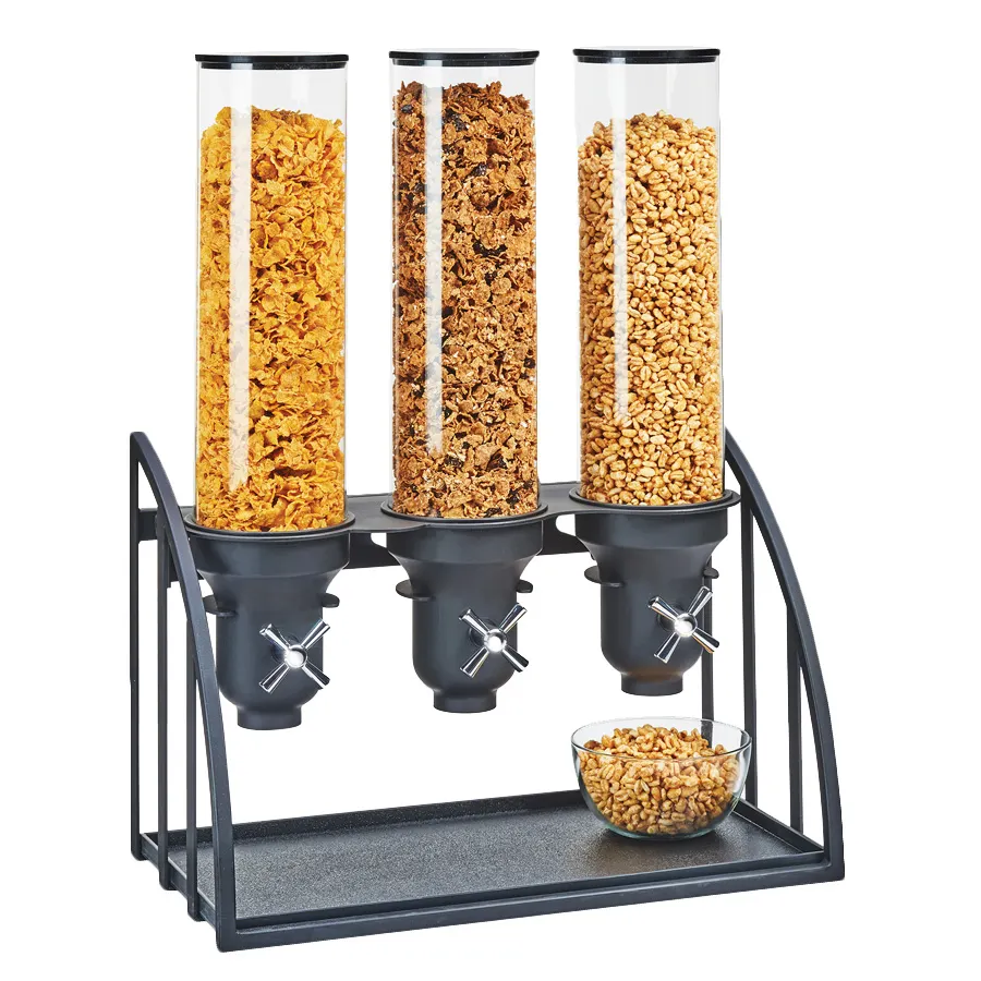 Cal-Mil 3597-3-13 Countertop Cereal Dispenser, 3 × 4.5 L Cylinders, Black Frame/Base
