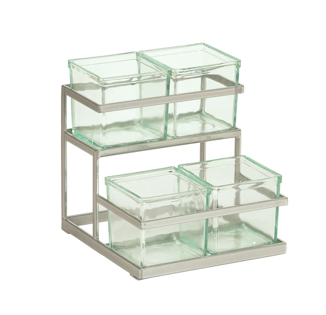 Cal-Mil 3604-39 Compartment Tray, Silver Plastic, 11"W x 10.5"D x 11.5"H, Coffee/Tea/Condiment Jars