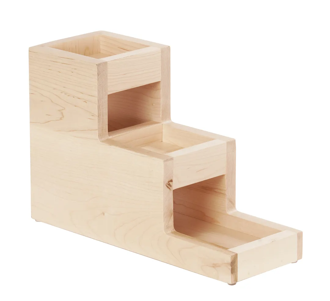 Cal-Mil 3612-71 3 Jar Display, 5.25"W X 14.5"D X 12.5"H, Stair Step, Includes (3) Glass Jars