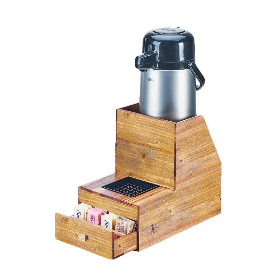 Cal-Mil 3623-99 Airpot Serving Rack - Pine Stand 8"W x 13"D x 11"H Holds 1 Airpot Drawer Drip Tray