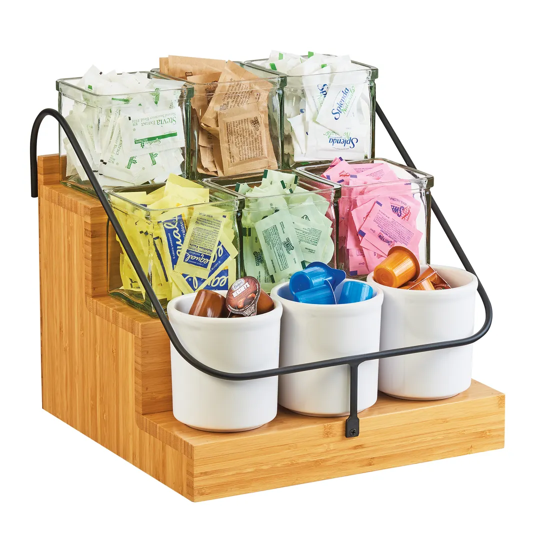 Cal-Mil 3638-60 Condiment Station, 14.5"W X 13"D X 12.25"H, 3-Tiers, Black Wire Frame