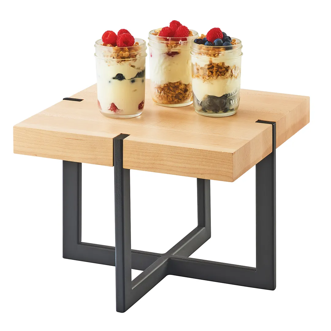 Cal-Mil 3641-12-71 Riser, 12" W x 12" D x 9" H, Black Metal Base, Maple Top, Natural, 1-2 Step