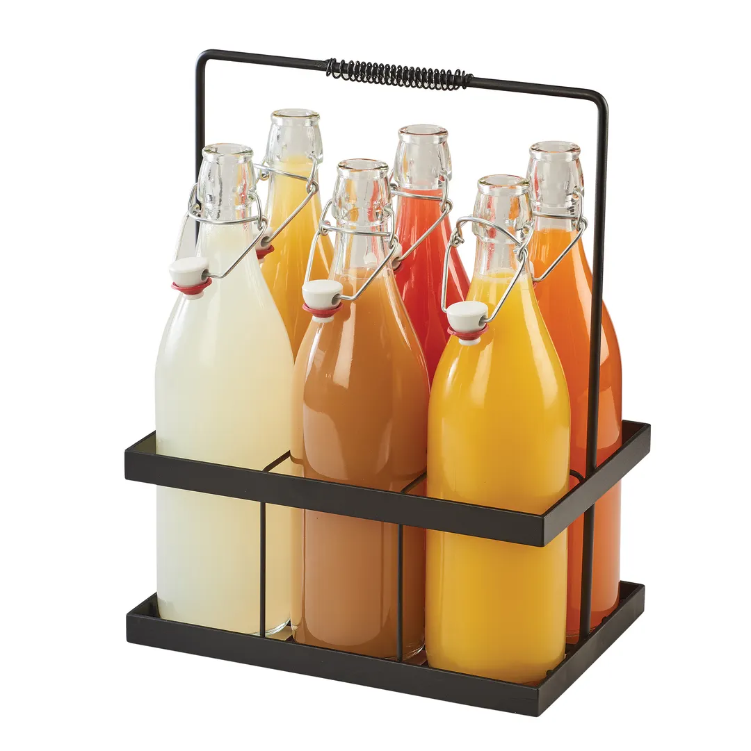 Cal-Mil 3660-13 Condiment Caddy Six 34-oz Glass Pitchers, 11" W x 7-1/2" D x 14" H, Black Metal Frame