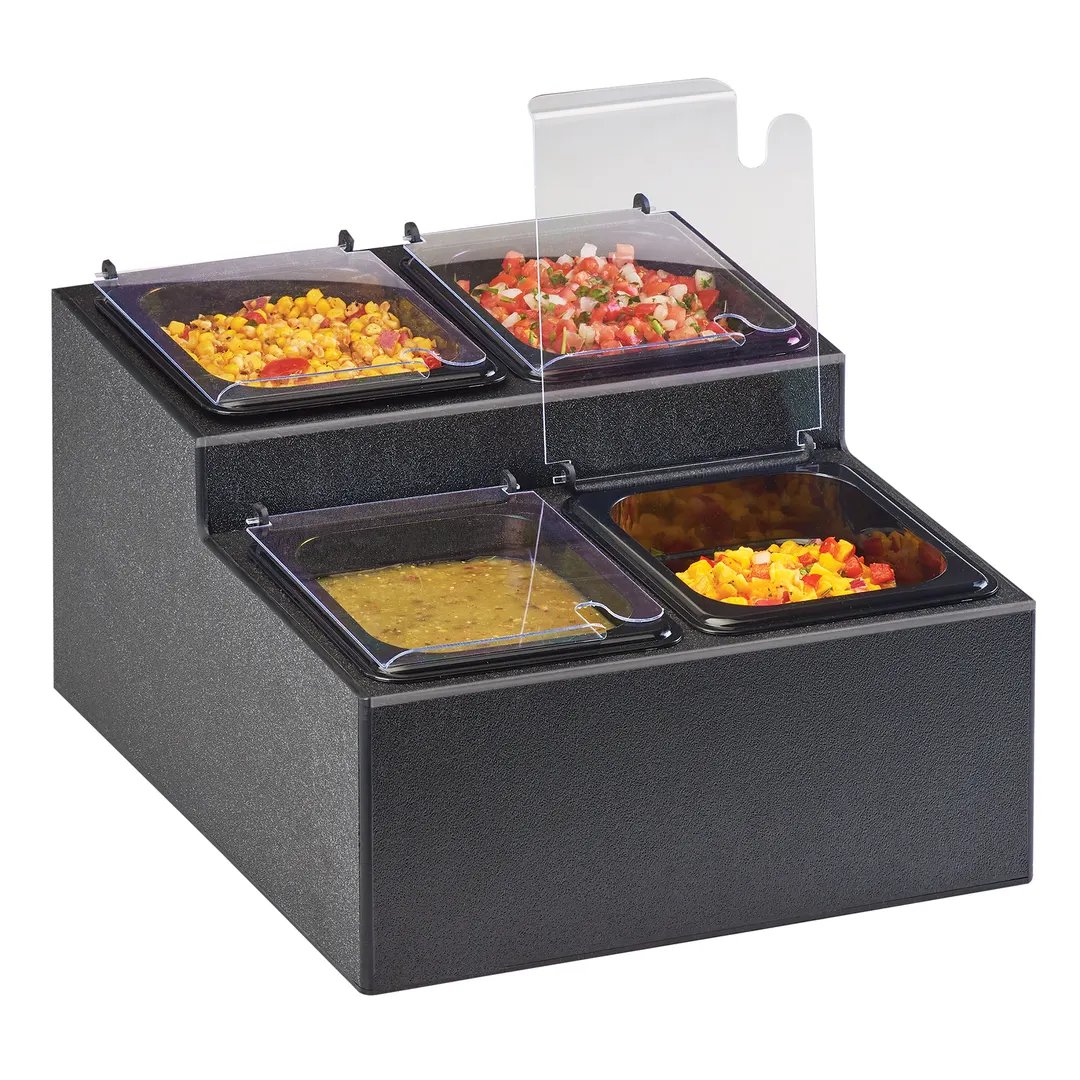 Cal-Mil 3687-13 Salsa/Condiment Station, (4) 1/6 Size Pans With Notched Lids