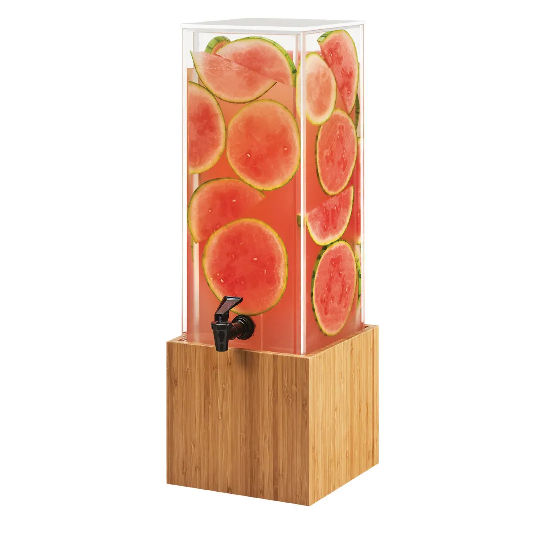 Cal-Mil 3697-3-60 Beverage Dispenser, 3‑Gallon, 8.25"W x 9.75"D x 25.75"H, BPA‑Free, Bamboo Base