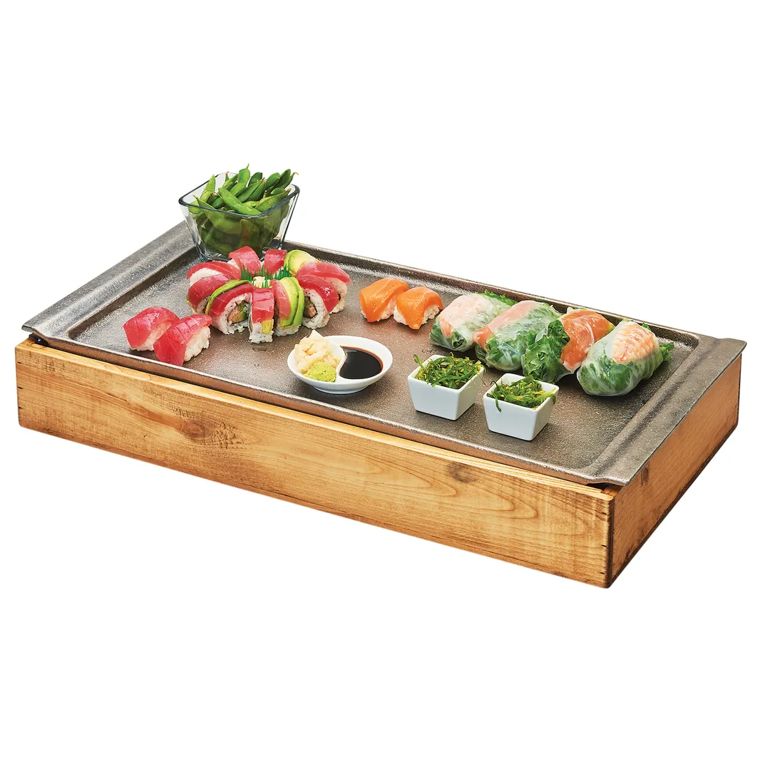 Cal-Mil 3699-1123-99 Pine Wood Ice Display, Rectangular Cold Pack, Liner, 23" W x 12.5" D x 3.5" H