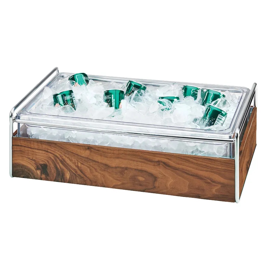 Cal-Mil 3702-12-49 Ice Housing, 13.5"W x 21.75"D x 7.25"H, Wood Frame, Chrome, Polycarbonate Pan