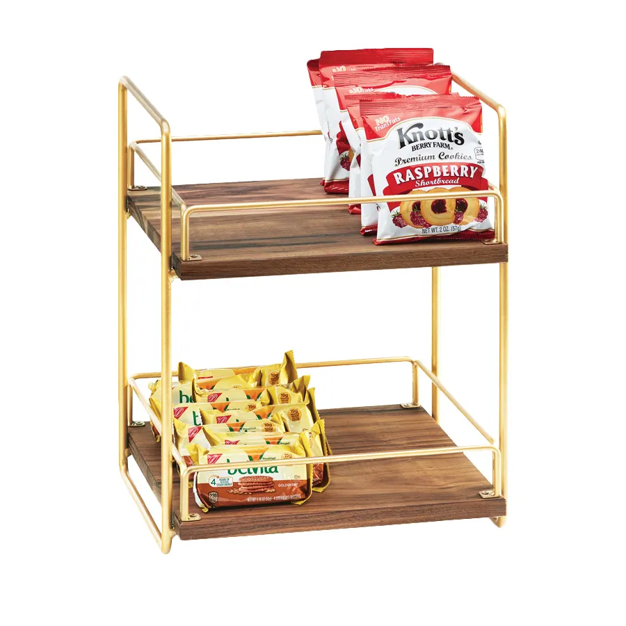 Cal-Mil 3704-2-46 Mid-Century Merchandiser, 13"W X 12"D X 16.5"H, 2-Tier (2) Adjustable Wood Shelves