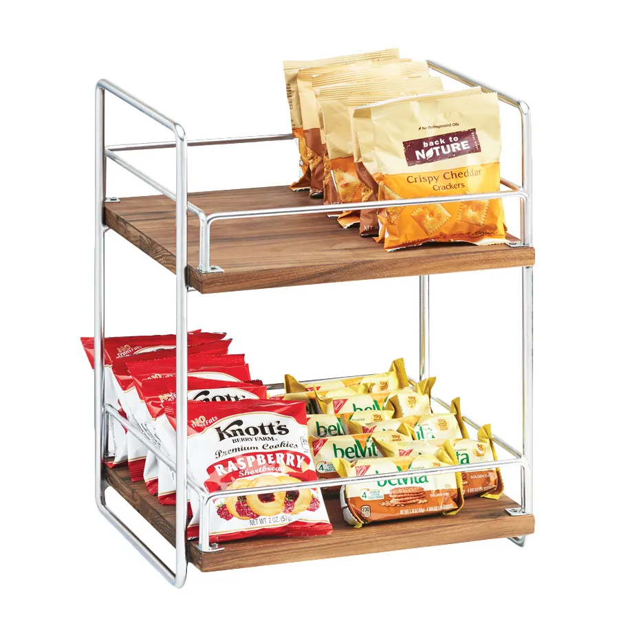Cal-Mil 3704-2-49 Mid-Century Merchandiser, 13"W X 12"D X 16.5"H, 2-Tier (2) Adjustable Wood Shelves