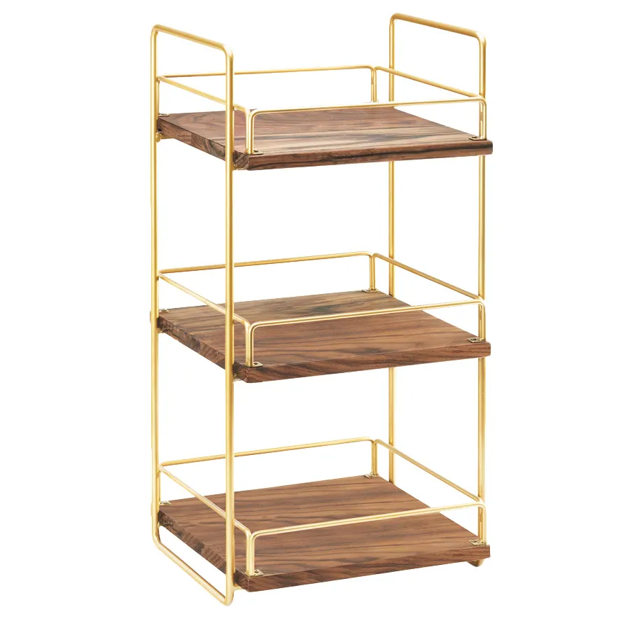 Cal-Mil 3704-3-46 Mid-Century Merchandiser, 13"W X 12"D X 26"H, 3-Tier (3) Adjustable Wood Shelves