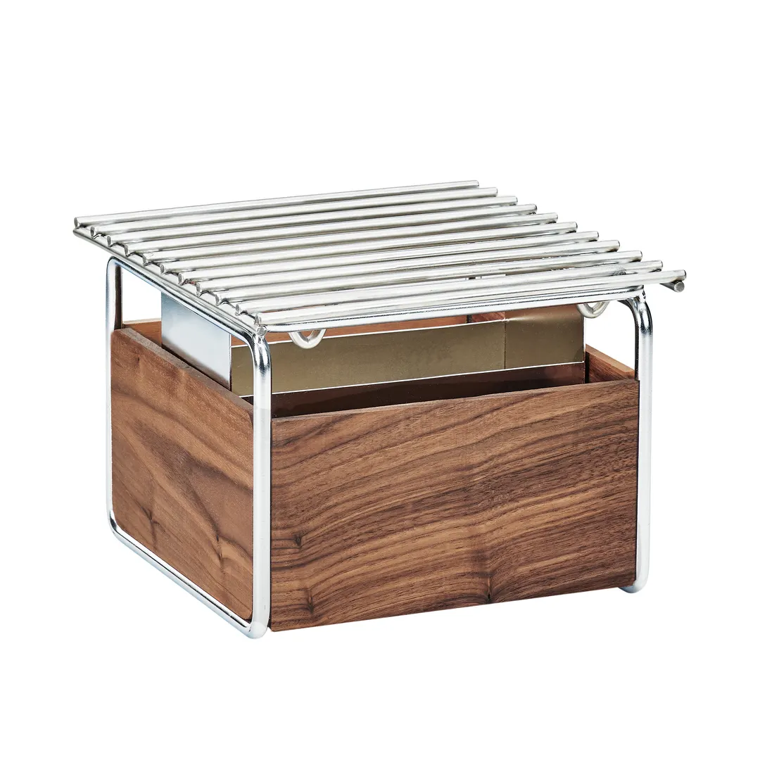 Cal-Mil 3711-49 Mid-Century Chafer, 12"W x 12"D x 7-1/4"H, Walnut Windguards, Grill, Chrome Frame